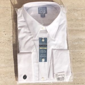 JOS A BANK White Cufflink Button Dress Shirt 16.5"